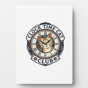 Plaque Photo Horloge Temps Chat Chat Graphique Tee Art - Horlog