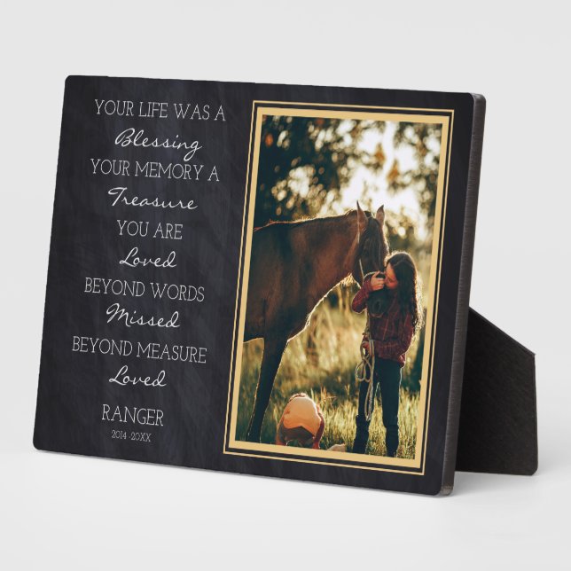 Plaque Photo Horse Memorial Animaux de compagnie Perte Souvenir (Côté)