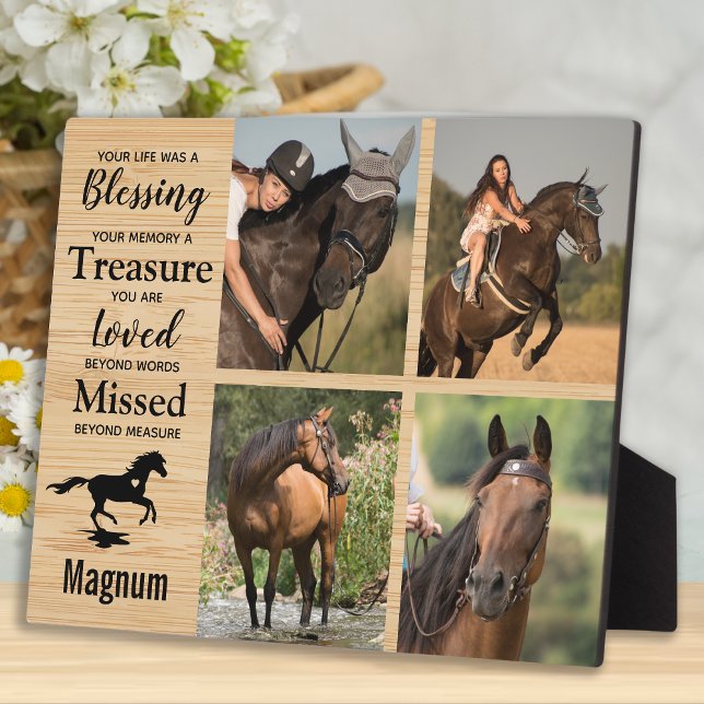 Plaque Photo Horse Memorial Pet Loss Photo Woodgrain Keepsaké (Créateur téléchargé)