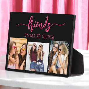 Plaque Photo Hot Pink Friends 3 Photo Friendship Collage