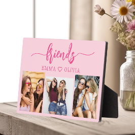 Plaque Photo Hot Pink Friends 3 Photo Friendship Collage