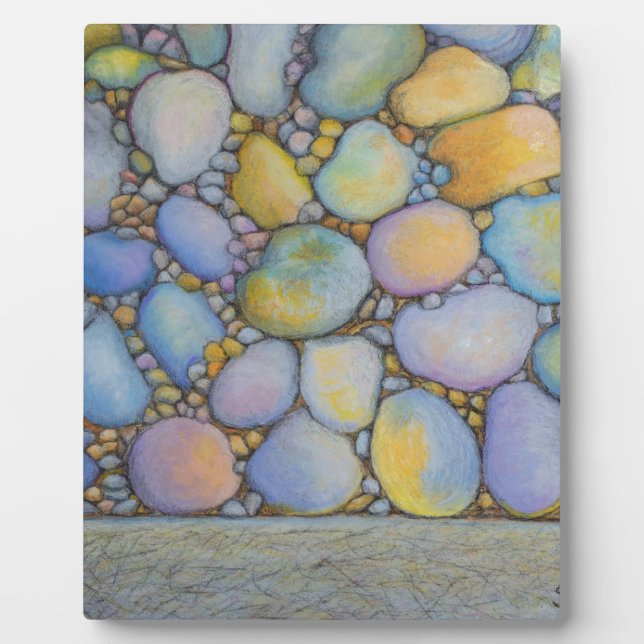Plaque Photo Huile Pastel River Rocher et galets (Devant)