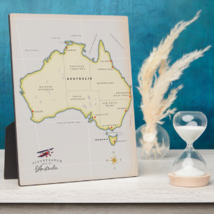 Plaque Photo Illustrated map of Australia