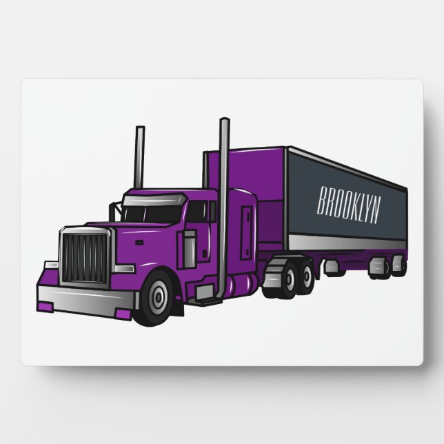 Plaque Photo Illustration de camion semi-remorque (Devant)