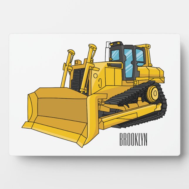 Plaque Photo Illustration de dessin animé Bulldozer (Devant)
