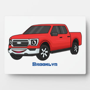 Plaque Photo Illustration de dessin animé de camionnette rouge