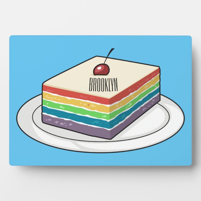 Plaque Photo Illustration de gâteau arc-en-ciel (Devant)