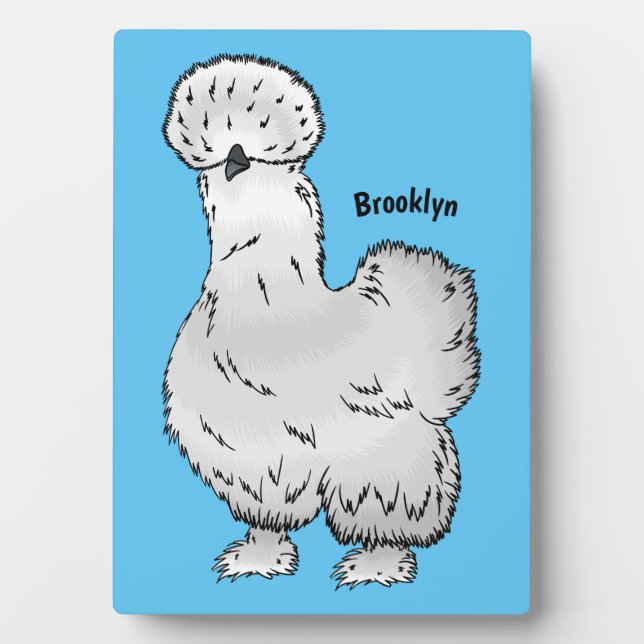 Plaque Photo Illustration de la caricature du poulet Silkie  (Devant)