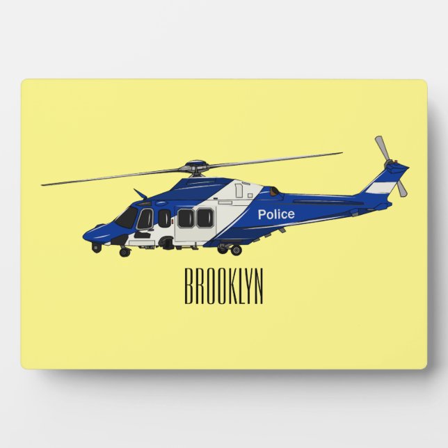 Plaque Photo Illustration de l'hélicoptère de police (Devant)