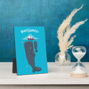 Plaque Photo Illustration de mignons baleines et voiliers