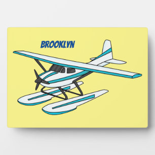 Plaque Photo Illustration d'hydravion bleu blanc