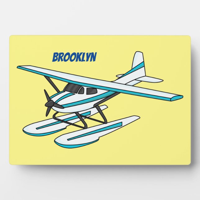 Plaque Photo Illustration d'hydravion bleu blanc (Devant)