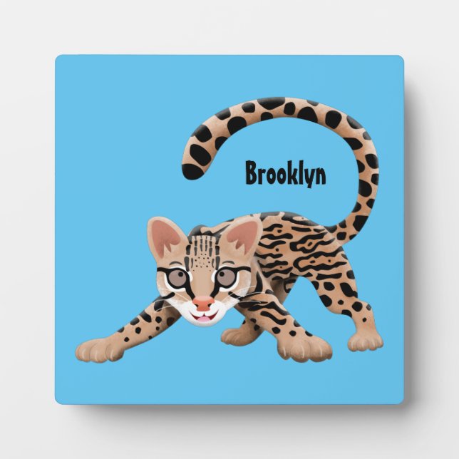 Plaque Photo Illustration d'ocelot mignon (Devant)