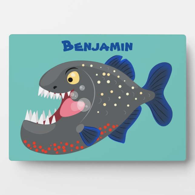 Plaque Photo Illustration drôle de piranha affamée (Devant)