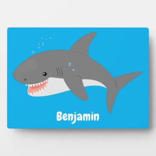 Plaque Photo Illustration joyeuse du grand requin blanc