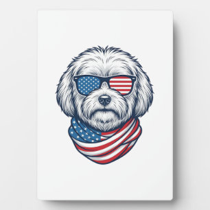 Plaque Photo Illustration vectorielle de chien duveteux patriot