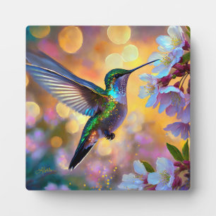 Plaque Photo Imaginaire de cerisier en fleurs Hummingbird