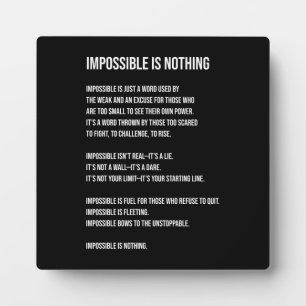 Plaque Photo Impossible N'Est Rien, Gym, Hustère, Succès, Grind