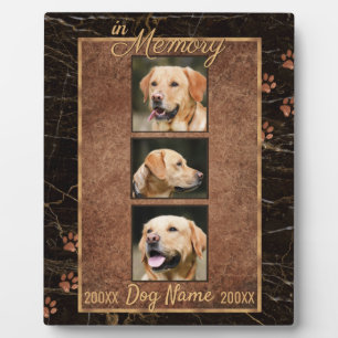 Plaque Photo In Dog Memory Marble Rustic Gold Keepsake