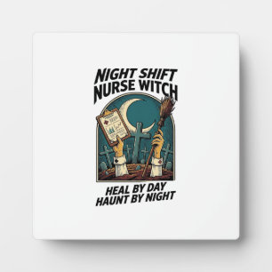 Plaque Photo Infirmière de Nuit Sorcière Rétro Halloween Tee
