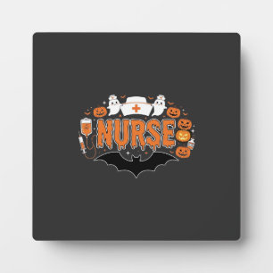 Plaque Photo Infirmière d'Halloween dégoulinante de citrouille