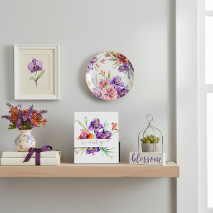 Plaque Photo Iris aquarelle violette personnalisée