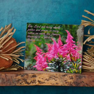 Plaque Photo Isaïe 61:11 Pink Floral Inspirational