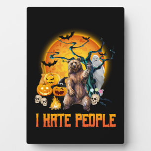 Plaque Photo Je hais les gens halloween t-shirt cauchemar