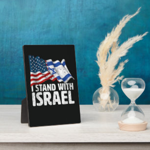 Plaque Photo Je suis avec Israël Drapeau américain USA 