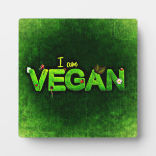 Plaque Photo Je Suis Vegan Écrit Avec Une Texture De Nature Gra