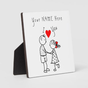 Plaque Photo Je t'aime - Couple mignon - Texte personnalisé / N