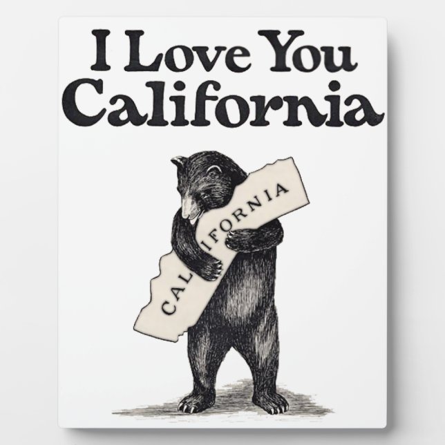 Plaque Photo Je T'Aime Gros Ours En Californie (Devant)