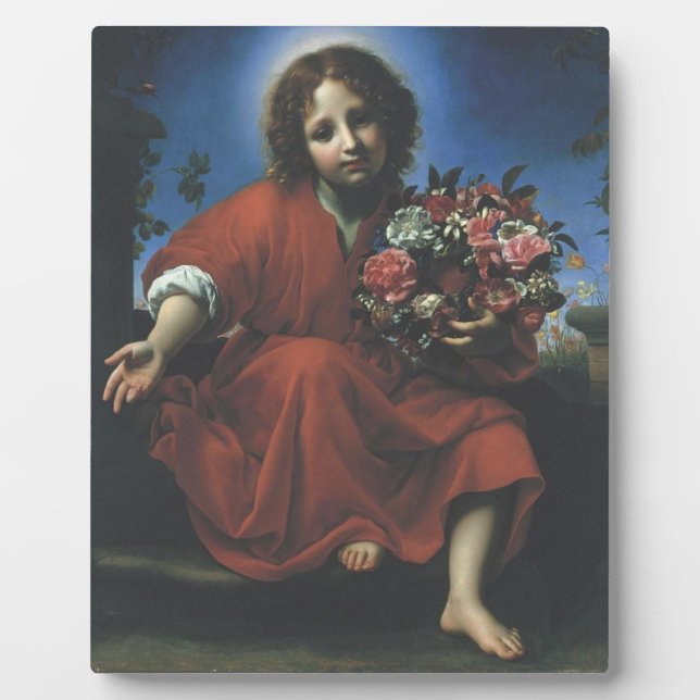 PLAQUE PHOTO JÉSUS L'ENFANT FLEURS (Devant)