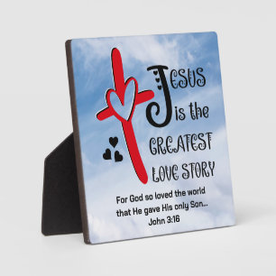 Plaque Photo JÉSUS Moderne LA PLUS GRANDE HISTOIRE D'AMOUR Pâqu