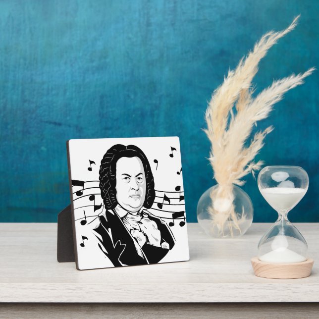 Plaque Photo Johann Sebastian Bach Portrait et buste avec notes (Insitu)