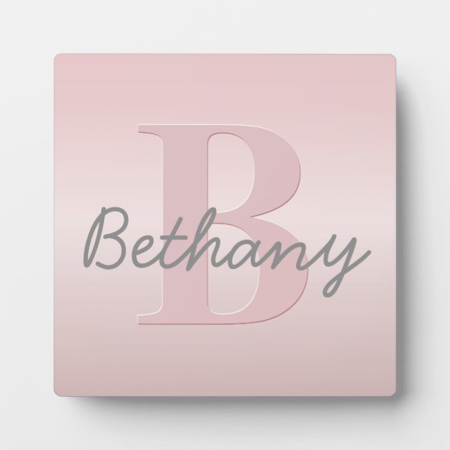 Plaque Photo Joli Monogramme rose personnalisable et votre nom  (Devant)