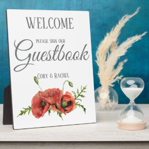 Plaque Photo Joli Red Poppies Mariage Livre d'or
