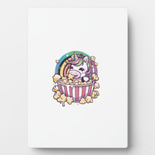 Plaque Photo Joli t-shirt licorne kawaii avec pop-corn à manche