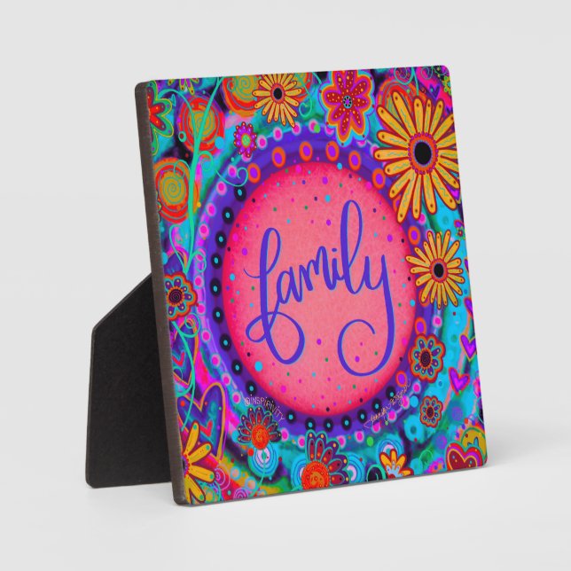 Plaque Photo Jolie famille amusante Floral Inspirivity Easel (Recto)
