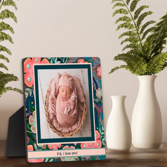 Plaque Photo Jolie Marine rose floral mignonne Photo Customisée (Créateur téléchargé)