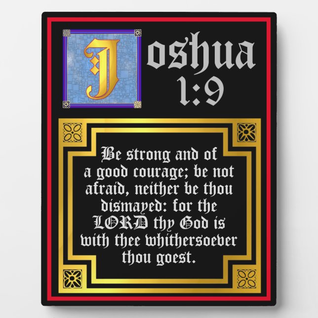 Plaque Photo Joshua 1:9 Citation biblique de l'Ancien Testament (Devant)