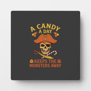 Plaque Photo Jour de bonbons Halloween Pirate Crâne Canne