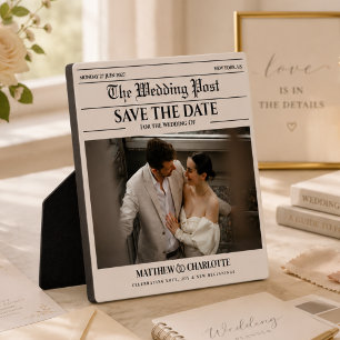 Plaque Photo Journal Enregistrez la Date Mariage Photo Beige