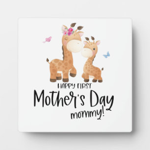 Plaque Photo Joyeuse fête des mères 🦒 Giraffe + Papillons