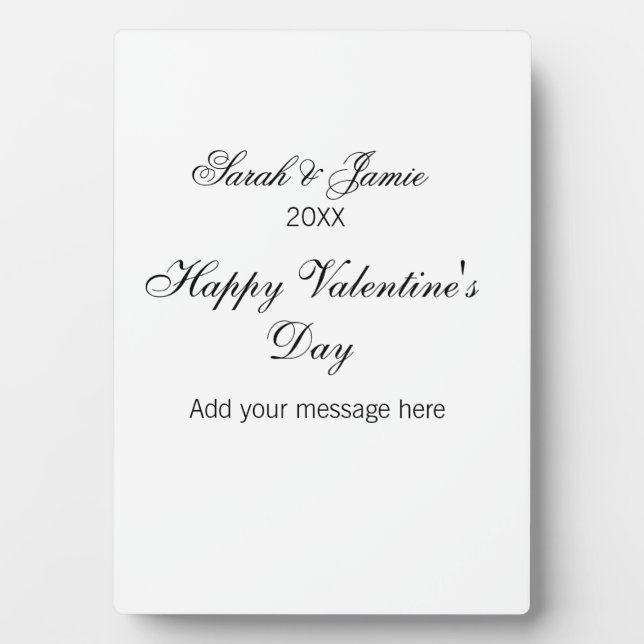 Plaque Photo Joyeuse Saint-Valentin nom date message simple élé (Devant)