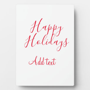 Plaque Photo Joyeuses fêtes Noël calligraphie rouge simple mi