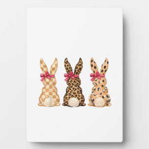 Plaque Photo Joyeuses Pâques Léopard Lapin Coquette Arc Fille F