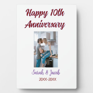 Plaque Photo Joyeux 10ème anniversaire de mariage photo couple