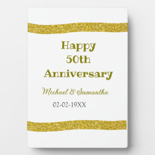 Plaque Photo Joyeux 50e anniversaire bordure grise paillettes d