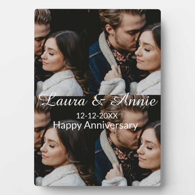 Plaque Photo Joyeux anniversaire photo collage nom date simple  (Devant)
